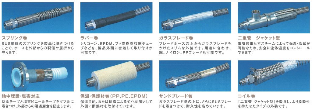外装オプション – フレキシブルホース・フッ素樹脂フレキ | 東葛テクノ株式会社